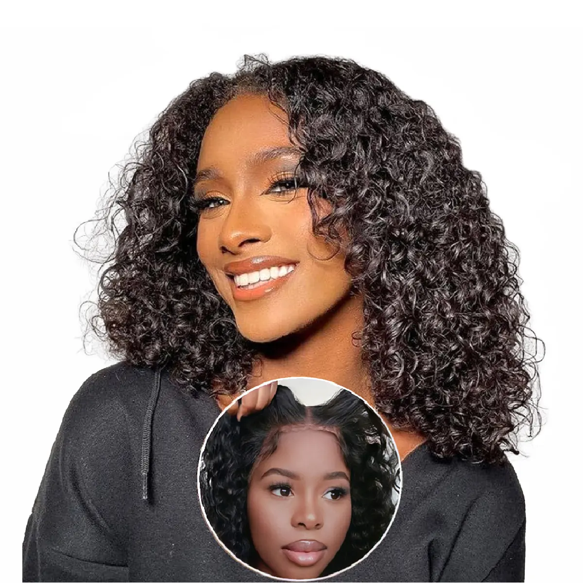 4x4 Glueless HD Wigs Human Hair HD Transparent Glueless Wigs Pre Plucked with Baby Hair 200% Density Afro Kinky Curly Wigs for Black Women Outdoorfun
