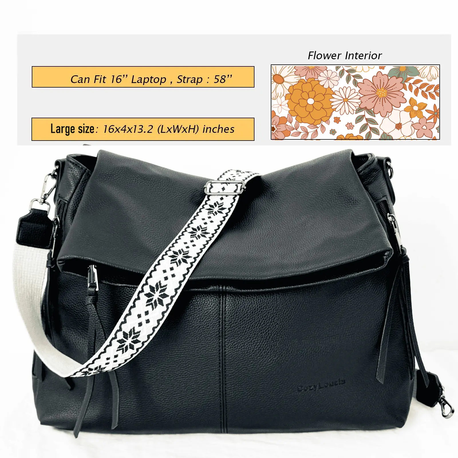 Large Size Black Flower Lining 