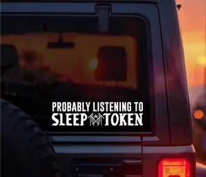 Probably Listening to Sleep Token Vinyl Decal – Aesthetic Waterproof Sticker for Alt Girls, Sleep Token Fans, Vessel Lovers, Emotional Music Addicts, Gothic Car Decal for Laptops, Journals, Water Bottles – Alternative Band Merch Gift