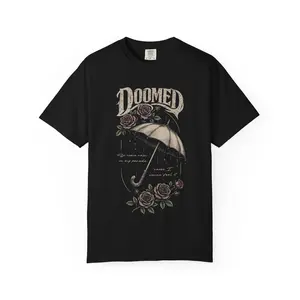 Doomed Metal Shirt, Vintage Gothic Shirt, Oversized Tee, Dark Botanical Gift, Distressed Tees