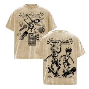 Killua Zoldyck & Gon Freecss Hunter x Hunter Anime T-Shirt, Skateboard Graphic Tee, Vintage Washed Oversized Streetwear, Heavyweight Cotton Unisex Anime Shirt, HxH Limited Edition Fan Gift