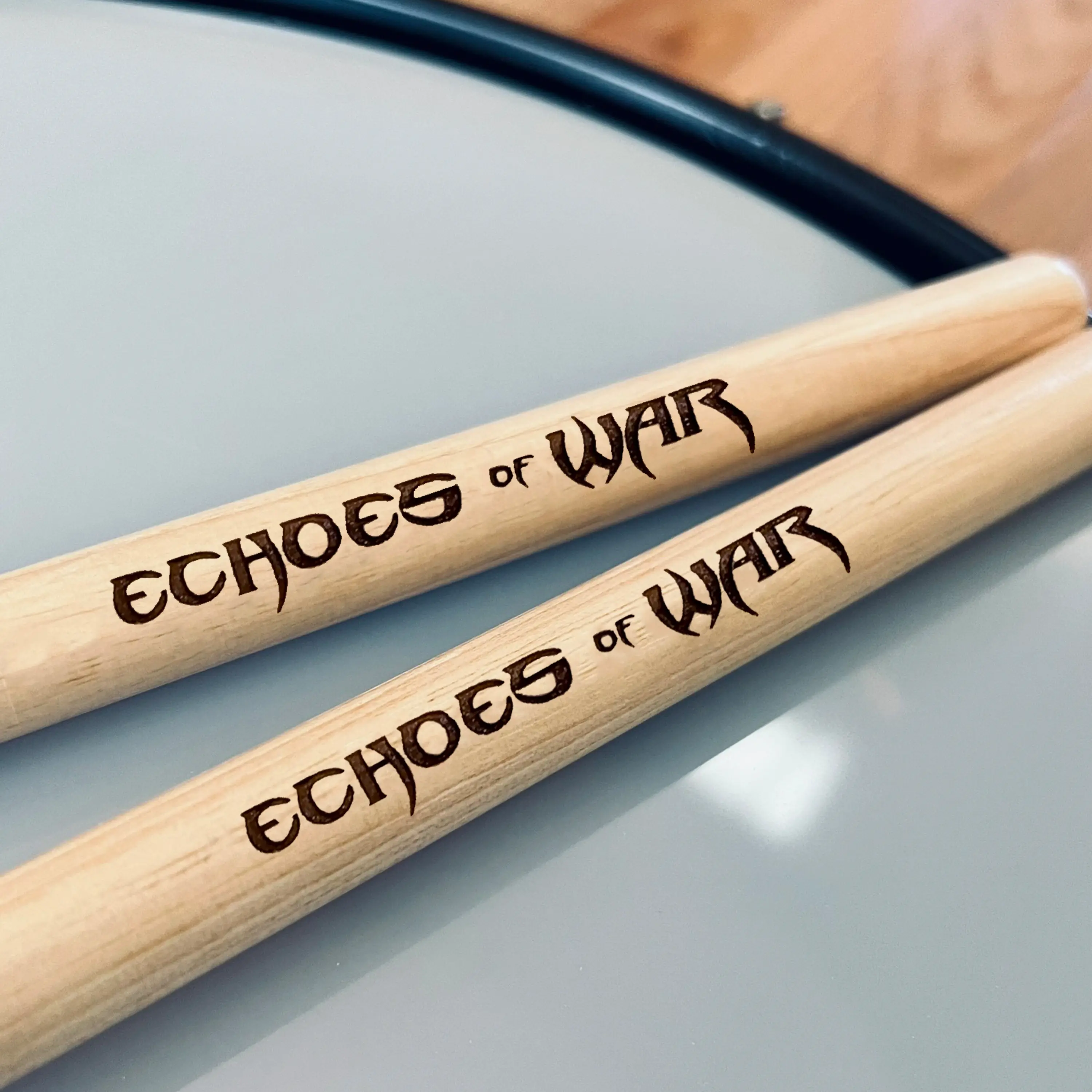 Personalized Drumsticks with Your Band Logo, Custom Designed Drum Sticks, Music Band Gift Idea, PAIR Hickory Laser Engraved Drum Sticks for Music Lover