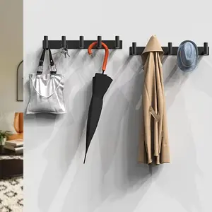 Stainless Steel T-Type 5 Hook Wall Mount Rack, Modern Coat Hanger for Bathroom, Kitchen, Entryway, Easy Installation