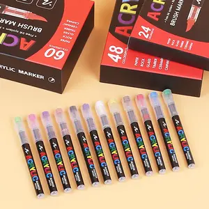 Professional Acrylic Marker Set, 12/24/60 Colors, Ideal for Rock Painting, Glass, Plastic, Fabric, Stone, Pumpkin Decor, Wood, Ceramic