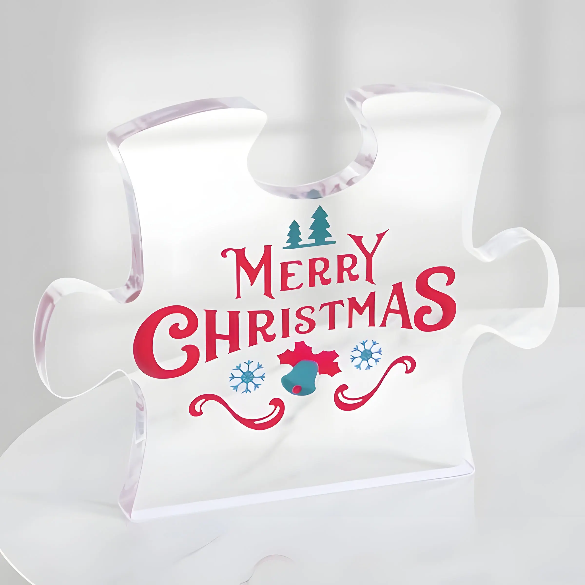 Transparent Acrylic Christmas Decoration, Modern Indoor Decor for Home & Office Tables, Festive Gift for Women, Girls, Men