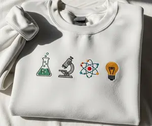 Science Teacher Embroidered Sweatshirt, Chemistry Biology Physics Crewneck, Nerdy Science Lover Tee, Gift For Her, Back to School Hoodie