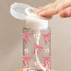 Pink Butterfly Pattern Clear PET Refillable Travel Bottle, Storage Bottles, Makeup Remover Dispenser, with 3.38oz/6.76oz Portable Pump Dispenser for Nail Polish Remover, Toner, Dome Design, Hand Wash Only, Reusable, Cosmetic Storage