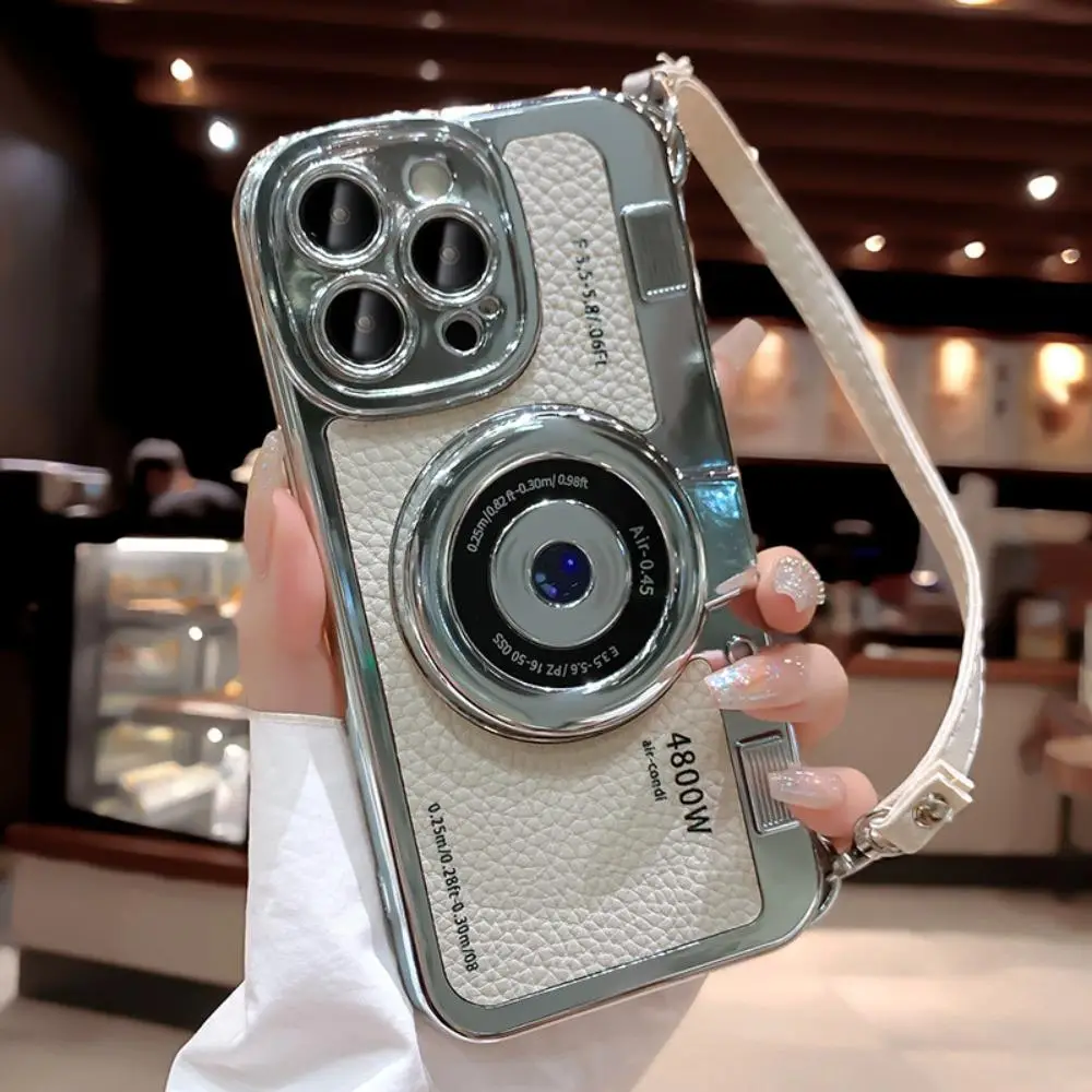 Creative Vintage Camera Design Phone Case With Lanyard, 1 Count Decorative Phone Protective Cover, Phone Accessories Compatible With iPhone 11 12 13 1