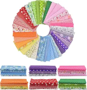 9.8X 9.8 42Pcs Cotton Print Fabric Bundle Squares Pre-Cut Multicolor Design Printed Quilting Sewing Floral for Quilting Patchwork DIY Craft Scrapbooking Cloth (Red/Yellow/Green/Blue/Pink/Purple)
