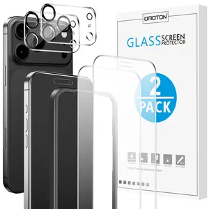 [Black Friday Deals] OMOTON Clear Screen Protector for 17 Air, Pro, Pro Max Screen Protector with Camera Lens Protector, Matte Layer Tempered Glass with Easy Installation Tool, Anti-glare, Smooth Touch