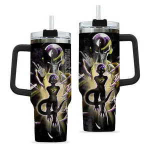 [WDC] Frieza 40oz Tumbler With Handle – Final Form Emperor Stainless Steel Wrap Cup, Anime Villain Double Wall Insulated Travel Mug, Gift for DBZ Fans