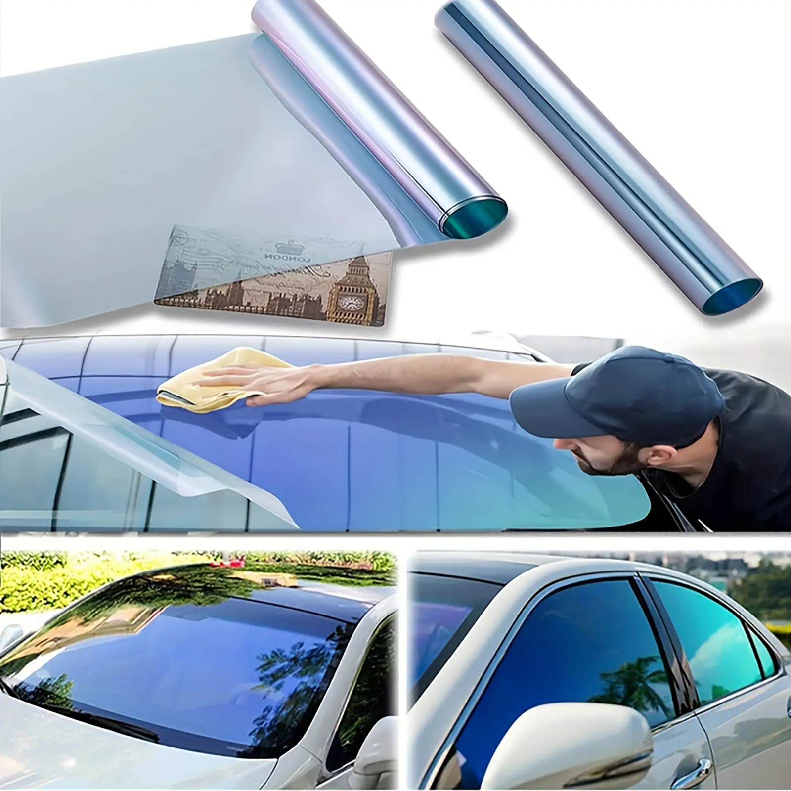 Chameleon Window Tint Film, Nano Ceramic Window Film Purple Solar Protection Carbon Film Scratch Resistant 60% VLT Windshield Sun Shade Heat & UV Block for Cars and Home Glass Window Film Sun Blocking