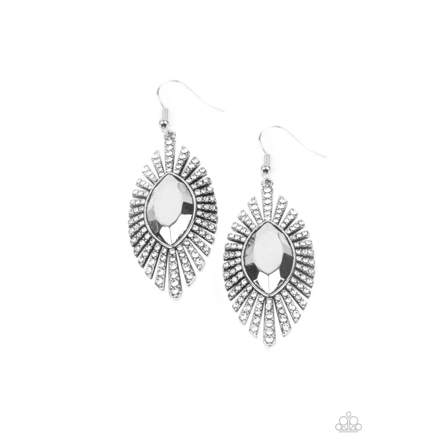 Who Is The FIERCEST Of Them All - White Rhinestone Flare Earrings - Paparazzi