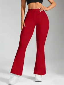 Casual Flare Leg Long Pants with Drawstring Waist, Stylish Yoga and Running Trousers, Casual Athletic Trousers, Workout Flared Yoga Bottoms for All Seasons, Comfortable Milk Silk Fabric
