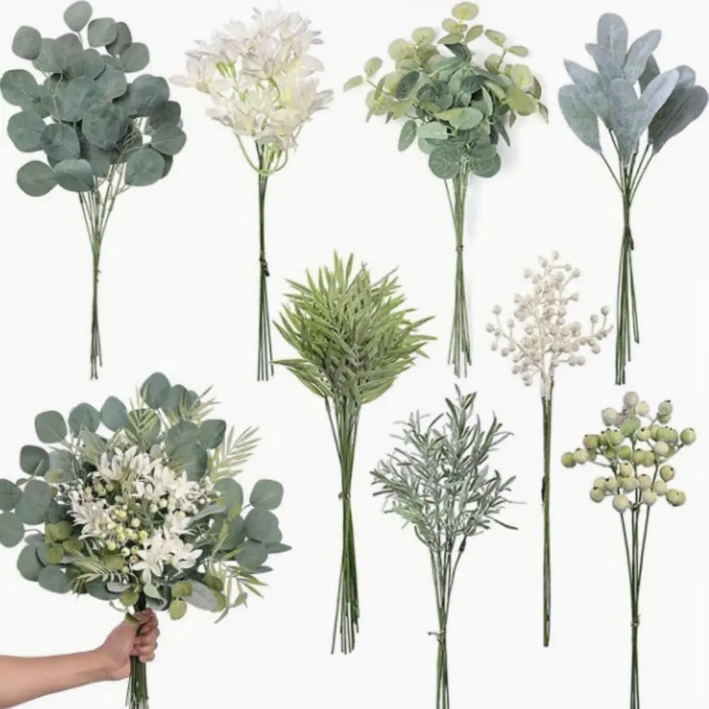 70pcs Faux Silk Mixed Eucalyptus & Leaf Stems Bulk - Sports & Outdoor Hat Accessory Complement, Wedding DIY Decorative Bouquet, Table Centerpieces Flowers, Faux Silk Flowers