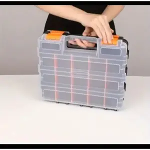 Tool Organizer Box with Custom Dividers, Detachable Plastic Parts, Durable Structure for Workshop Garage Home Storage