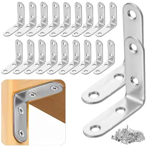 40-Piece L-Type Bracket Set, Includes 10 Angle Brackets and 40 Screws, Heavy-Duty 90-Degree Support, Rust-Resistant, for Furniture Assembly