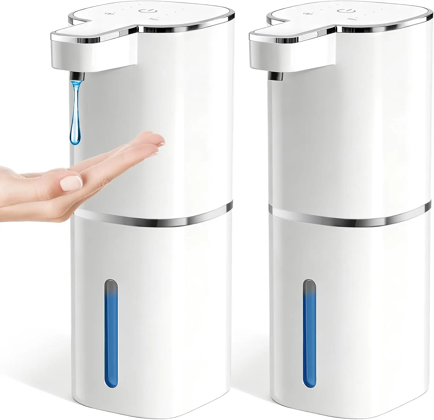 Automatic Soap Dispenser Touchless(Upgrade Auto & Manual Dual Modes),Quiet Design, Adjustable Volume, IPX7, Rechargeable, Thick & Thin Dish/Hand Soap Compatible for Bathroom & Kitchen