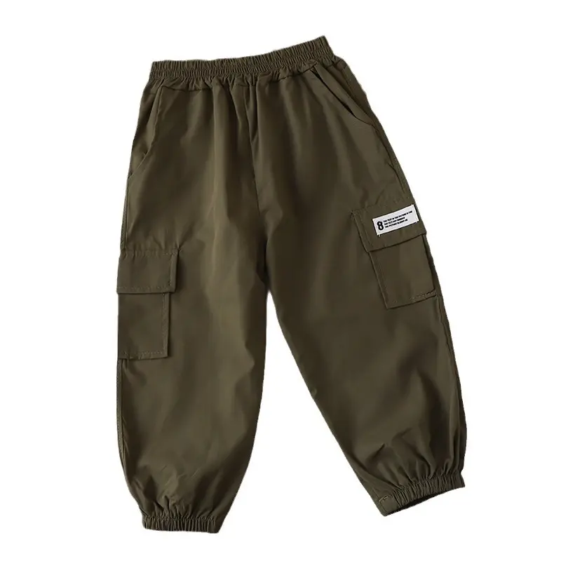 Athleisure Boys' Jogger Sweatpants with Pockets, Soft Elastic-Cuff Cargo Pants for Active Toddlers, Cozy Korean Fall Kids' Fashion Essentials, Athleisure Boys' Sweatpants, Jogger Boys' Sweatpants
