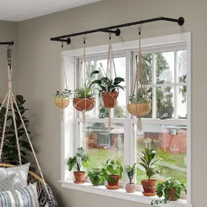 Room Wall Mounted Clothes Rack Industrial Pipe Clothes Hanging Rod for Storage Hanger Metal Shelf Hangable Black Organiser Installation Heavy Duty Sturdy Durable Holds Over 132 lbs Easy to Install Saves Time and Cost