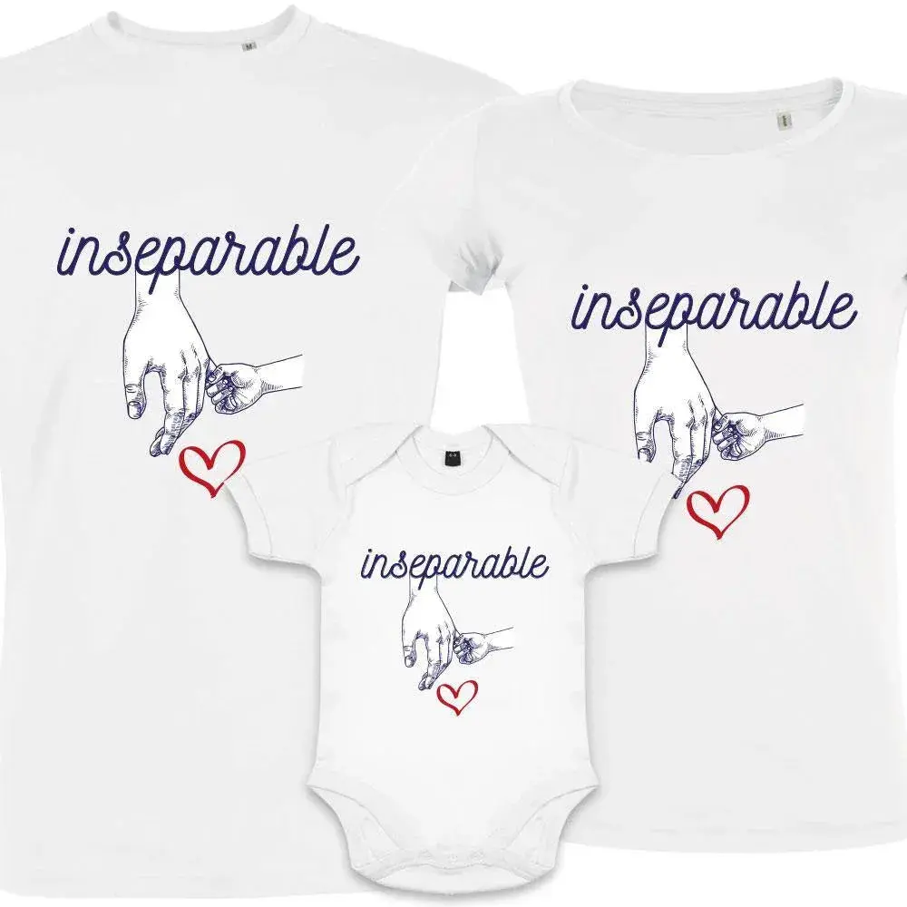 Women's Family Matching Organic Cotton Clothes Set (3-Piece) - Soft Short-Sleeve Tees, Onesies