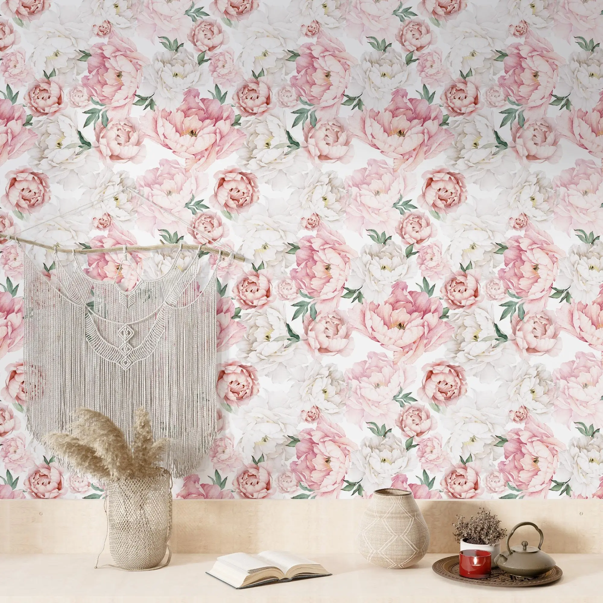 Flower Pattern Wallpaper, 1 Count Removable Self-adhesive Wallpaper, Peel and Stick Wallpaper Designs, Decorative Self Adhesive Waterproof Wallpaper For Living Room Bedroom Kitchen Cabinet, Floral Wallpaper Peel and Stick