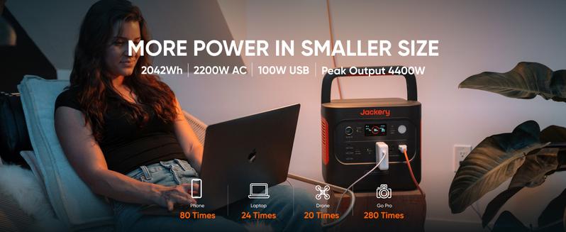 [New Arrivals]Jackery Explorer 2000 v2 Portable Power Station, 2042Wh LiFePO4 Home Backup Battery powersupply, 2200W Solar Generator with 20ms UPS, USB-C PD 100W Fast Charging for Emergencies, Power Outages, Outdoor Camping emergency  generator