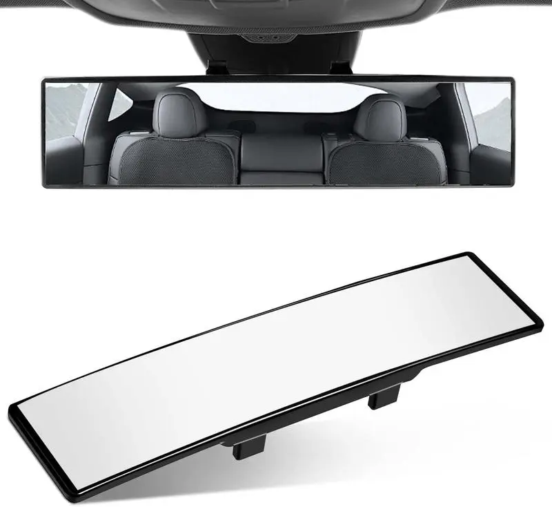 11.8" HD Glass Anti-Glare Clip-On Rearview Mirror - Wide-Angle Panoramic, Blind Spot Reduction, Enhanced Rear Visibility, Easy Installation for Cars/SUVs/Trucks (Anti-Glow Auto Replacement Mirror), Clip-On Mirror