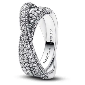 Pandora Timeless Pave Crossover Dual Band Ring 193022C01-52
