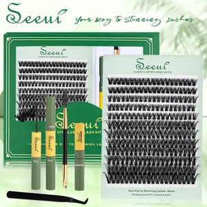 240pcs Lash Clusters Kit,  Mixed Length Individual False Eyelashes Kit, DIY Eyelash Extensions, Natural Look Eyelashes Clusters with Bond& Seal, Remover, Tweezers Brush, Easily DIY Long-Lasting Salon Charm at Home，Perfect for Beginners, 1 Set