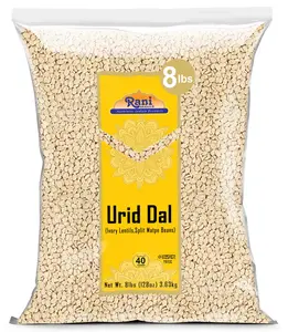 Rani Urid/Urad Dal (Split Matpe Beans Skinless) Indian Lentils 128oz (8lbs) 3.63kg Bulk ~ All Natural | Gluten Friendly | NON-GMO | Kosher | Vegan | Indian Origin