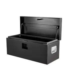 Truck Bed Tool Box and Trailer Tongue Box - 24" Black Steel Storage Chest for Pickup Trucks, RVs, Trailers, Vans, 24"x 15"x 15"