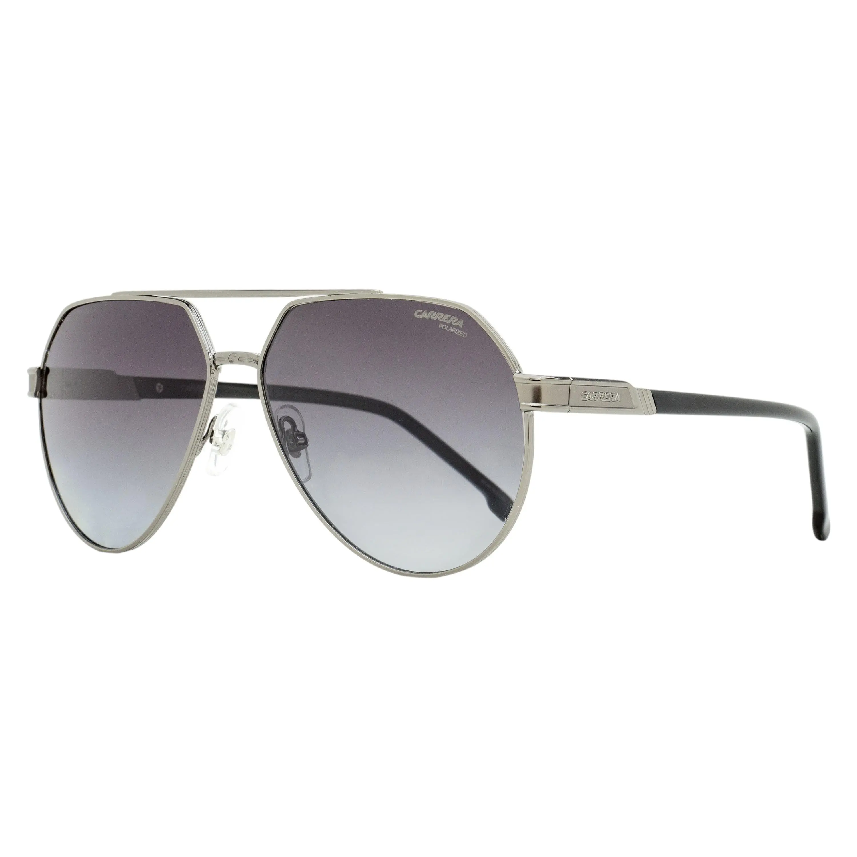 Carrera Polarized Pilot Sunglasses, Unisex UV Protection Oversize Frame Double Bridge 1067/S KJ1WJ Ruthenium-Black 62mm Pilot Look