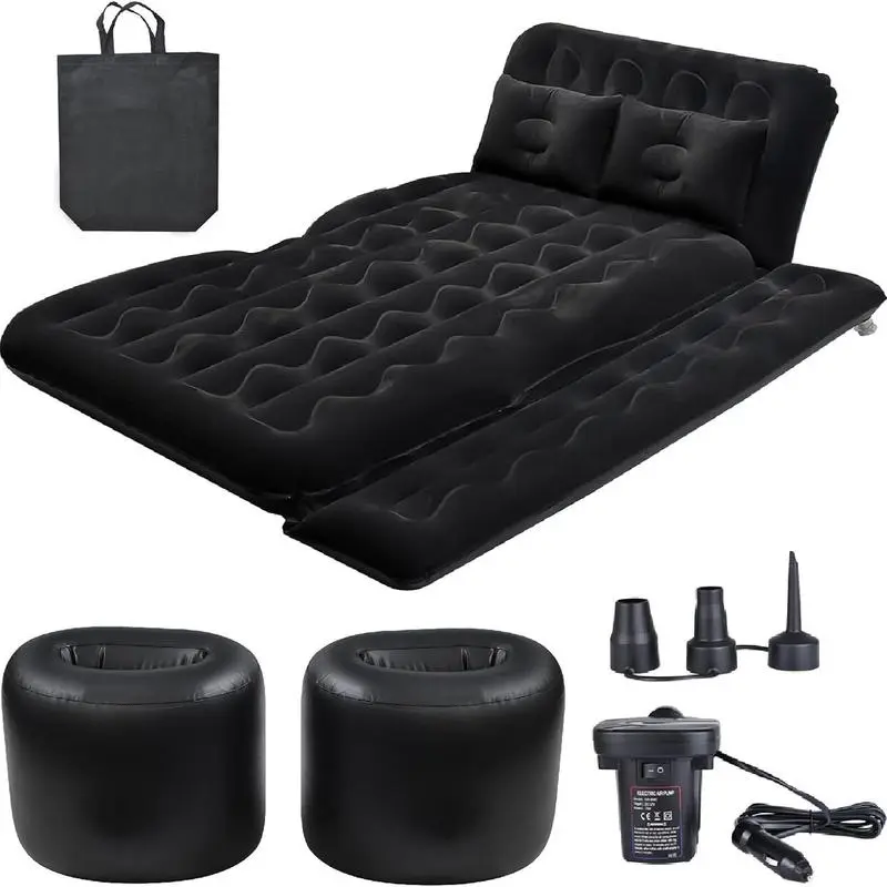 Portable Car Rear Seat Inflatable Bed - Quick Inflation, 1 Set Air Mattress with Puncture-Proof Wear-Resistant Accessories, Compact Pack, Supportive Adaptable Fit, Ideal for Road Trips Camping Outdoor Gear, Fits Cars, Quick Inflate, Supportive Frame, Adju
