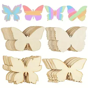 Wooden Butterfly Shape, 10pcs/set Unfinished Wood Butterflies for Crafts, Blank Slices Cutouts for Painting, DIY Unfinished Wooden Children's Painting Handicrafts Ornaments