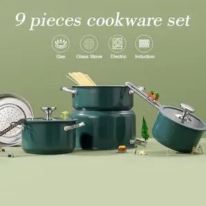 304 Stainless Steel Pot 4 Sets Green Ceramic Spray Paint Soup Pot Milk Pot with Non-Stick Silicone Glass Lid for Gas Cooker and Induction Cooker Cookware Kitchen Handles Sturdy black friday sales 2025