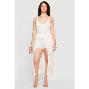 Crochet Button Front Long Cami Duster