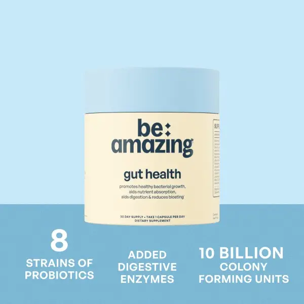 Be Amazing Gut Health Probiotic | Digestive Enzymes | Boost Immunity | Weight Management | Capsules for Digestive Health | Men Women | Hair Growth Sup