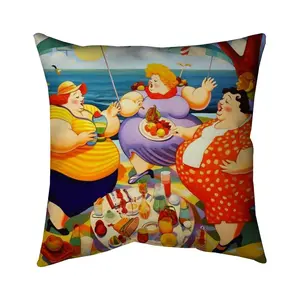 Begin Home Decor 5543-1616-GA142 16 x 16 in. The Picnic American Food Pillow - Unique Home Decor Accent
