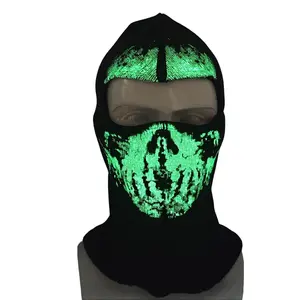 Thermal Ski Mask Luminous Deadpool Skull Design Full Face Hood for Halloween Outdoor Cycling