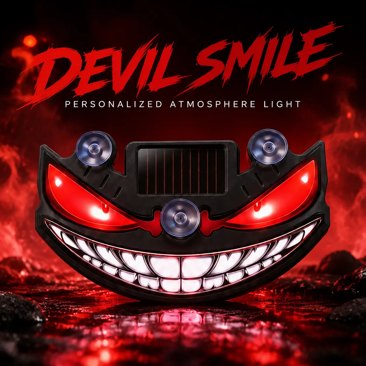 Solar Car Ambient Light, Devil's Eye LED Car Display Light, Multi-Color Strobe Mode Lamp, Suction Cup Mounting Without Adhesive, Universal for Car Interior Lighting, Ideal Halloween Gift, Devil Eye Car Decorative Light, Halloween Atmosphere Light