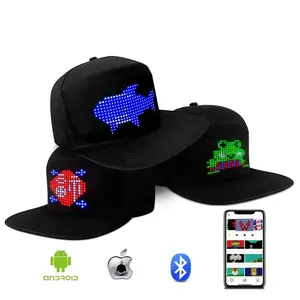LED Glowing Hat LED Matrix Scrolling Text Display Message Pattern Programmable APP Control 5V for Disco Party Cool Baseball Cap fun hat trendy hat MAGA Trump