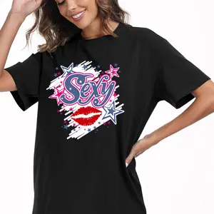 Retro "Sexy" Starry Kiss Streetwear Graphic Tee Print T-Shirt