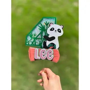 Panda Cake Topper, Personalized Cake Topper, Birthday Cake Topper, Shaker Cake Topper, Cake Topper For Girls, Panda Theme Party, Boys Topper