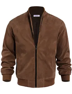 Men's Casual Varsity Jacket Vintage Lightweight Suede Bomber Jackets Menswear Long Sleeve Tops black friday