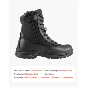 VEVOR Men's Military Tactical Boots, 8 inch Combat Hiking Work Boots, Lightweight Breathable Side Zipper Mens Motorcycle Interceptor Trooper Boot, for Outdoor Security Mountaineering, US Size 11