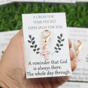 Colorful Alloy Oil Drop Cross Hug Blessing Inspirational Greeting Card, Pocket Hug Memorial Card DIY Jewelry, Unique Gift Idea for Loved Ones