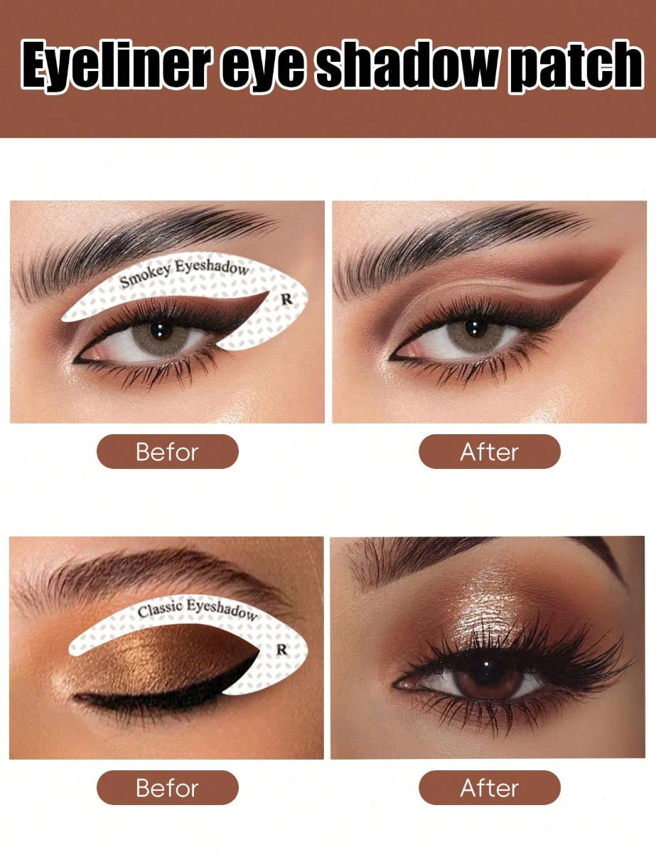 Eyeshadow Eyeliner Stencil Patches Reusable Eye Makeup Helper Stickers for Smoky Cat Eye Look