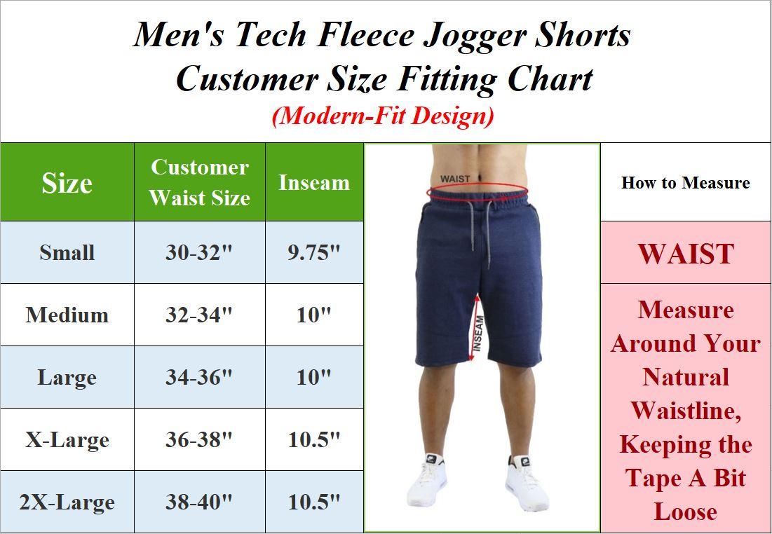 Men's 5 Pack Tech Fleece Performance Shorts With Heat Seal Zipper Pocket (Sizes, S-2XL)