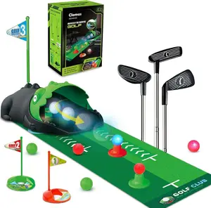 Kids Golf Club Set with Auto Ball Return & LED Night Balls - Includes Putting Mat, Indoor Outdoor Play for 3-6 Year Olds - Gifts for Boys Girls